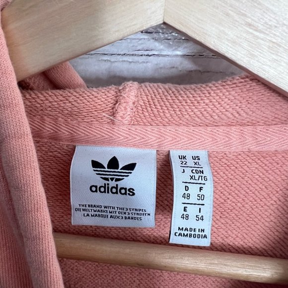 Adidas crop hoodie sweater pink white size xl - Picture 8 of 9